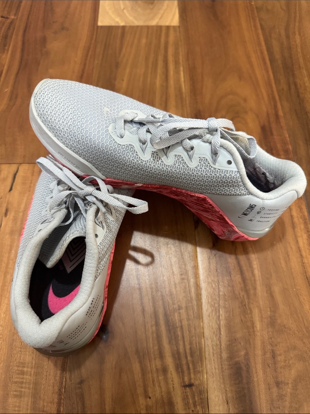 Nike Women's Light Gray Athletic Sneakers with Pink Trim